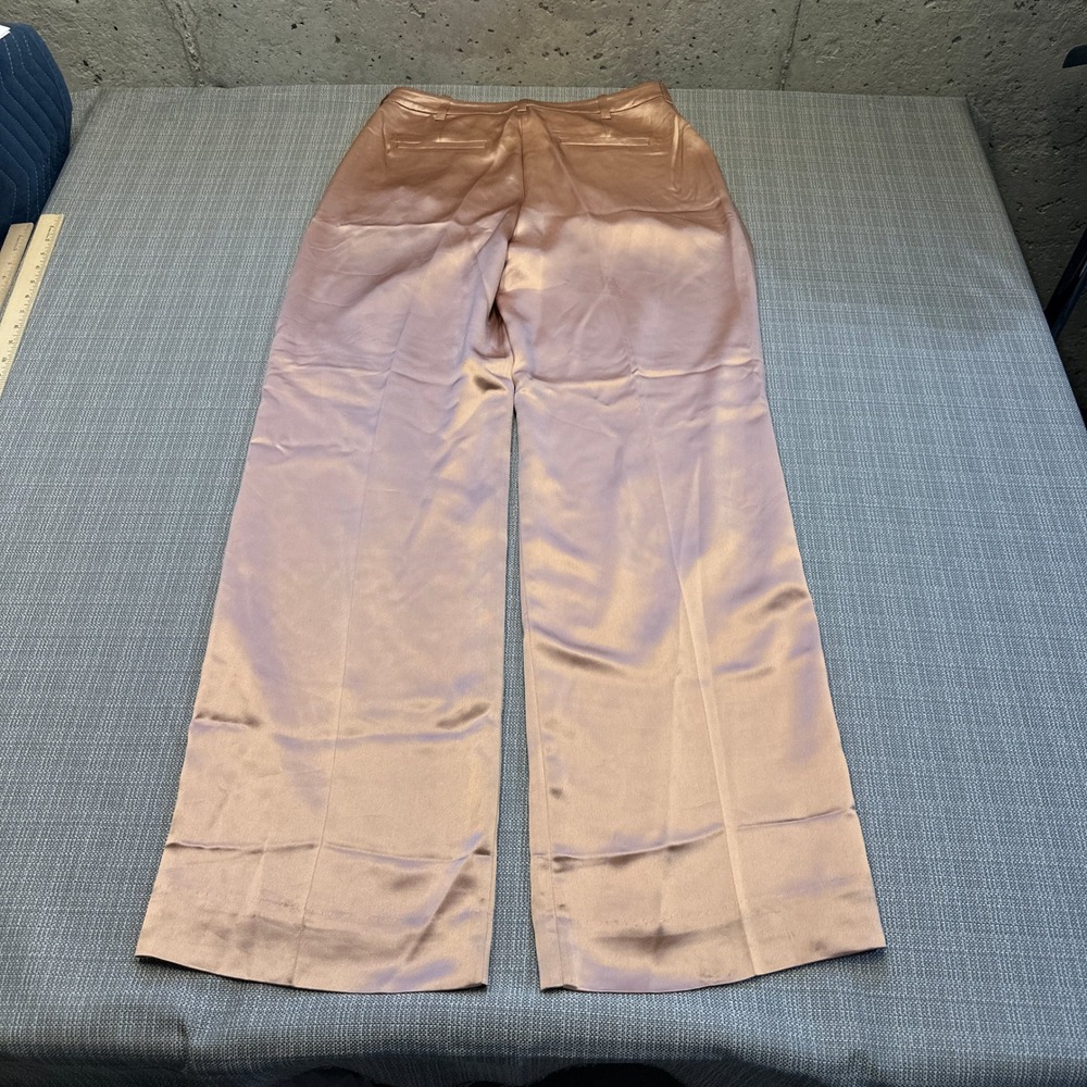 Favorite Daughter Tuscany Satin Wide Leg Pants size 8 Champagne Pink Pleated - Picture 5 of 13